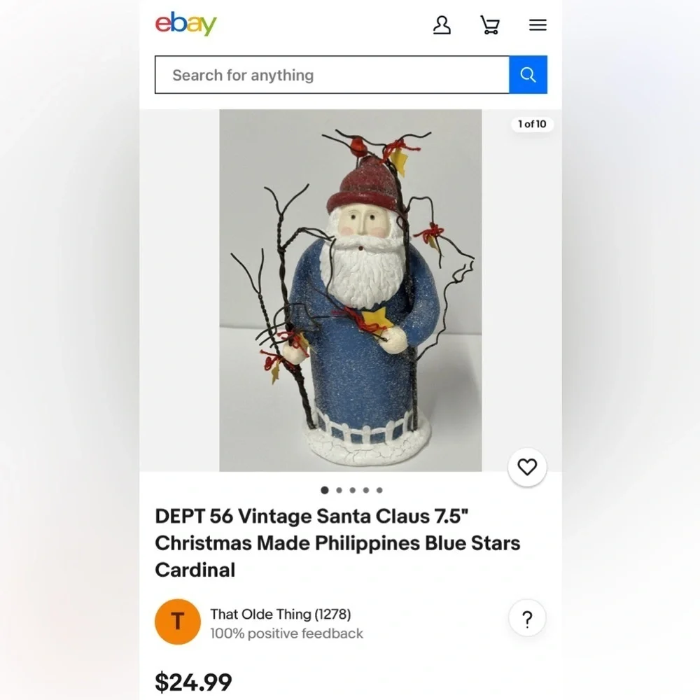 Department 56 Belsnickle Santa Figurine Vintage Glittery Blue/Red/White GUC
